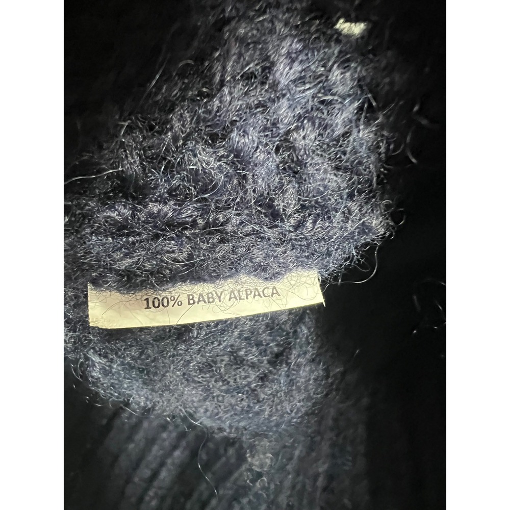 Ulla Johnson Sweater Large Navy Blue Baby Alpaca Cable Knit Side Zip Chunky Twee - Picture 5 of 9